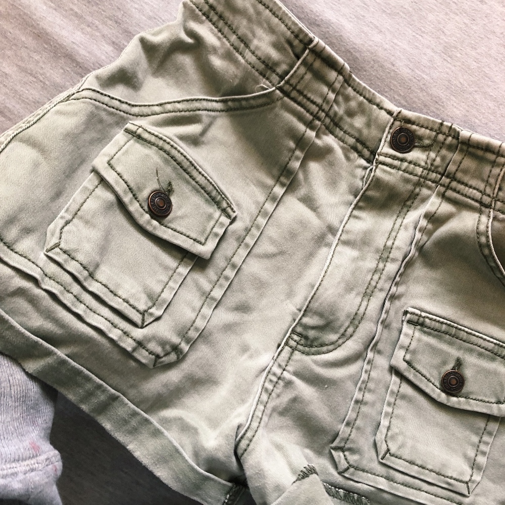 Abercrombie & Fitch Army Green High Waisted Shorts